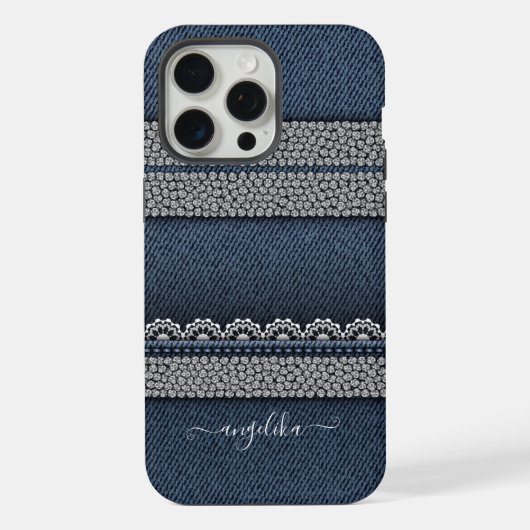 Denim & Rhinestones Chic iPhone Hülle (Rückseite)