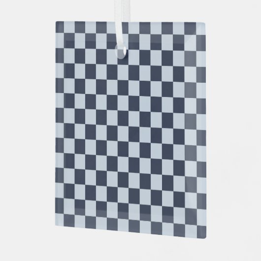 Denim rinse checkerboard pattern ornament aus glas (Vorderseite links)