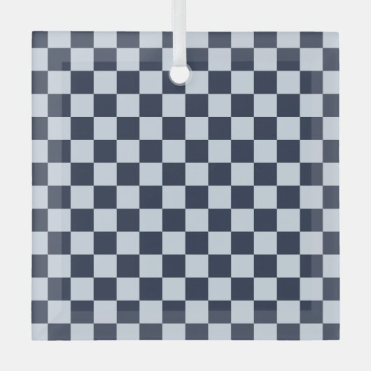 Denim rinse checkerboard pattern ornament aus glas (Vorderseite)