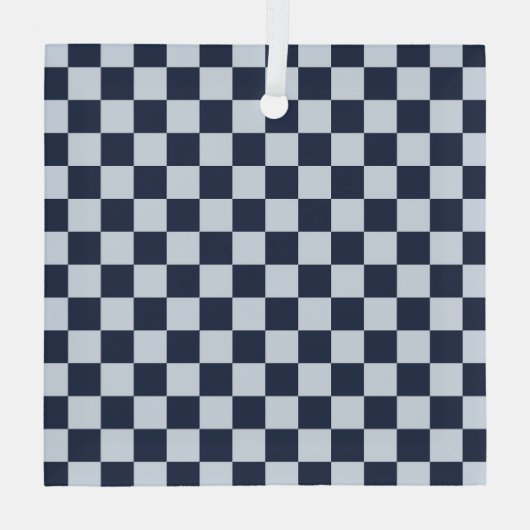 Denim rinse checkerboard pattern ornament aus glas (Rückseite)