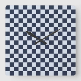 Denim rinse checkerboard pattern quadratische wanduhr