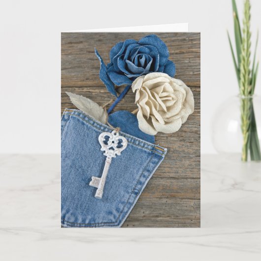 Denim Rose in Pocket Birthday Karte (Vorderseite)