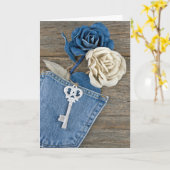 Denim Rose in Pocket Birthday Karte (Gelbe Blume)