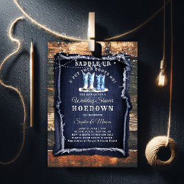 Denim Rustic Lights Cowboy Wedding Brautparty Einladung