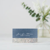 Denim Sequin Glitzer Glamour Glitz Business Card Visitenkarte (Stehend Vorderseite)