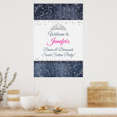 Denim, Silver Confetti, Diamond Tiara Begrüßungsze Poster (Küche)