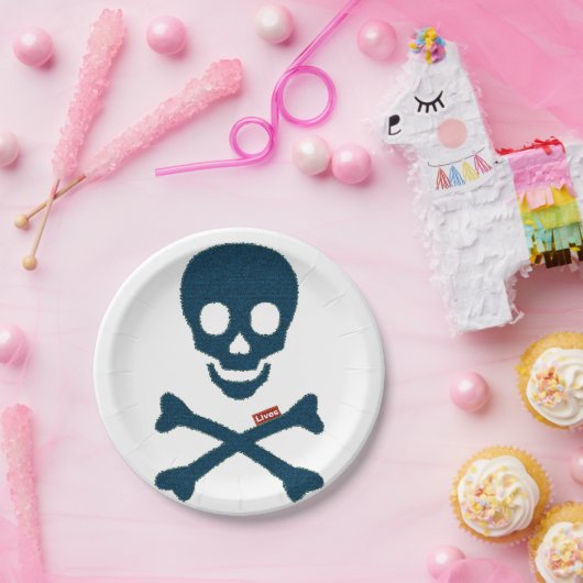 Denim Skull Pappteller (Party)