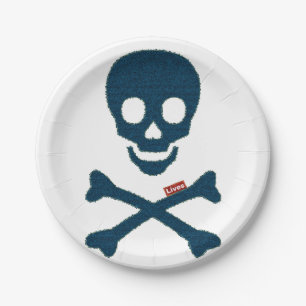 Denim Skull Pappteller