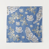 Denim - Spitze - Perlen aus Elfenbein wiederholen Wandteppich (Vorderseite)