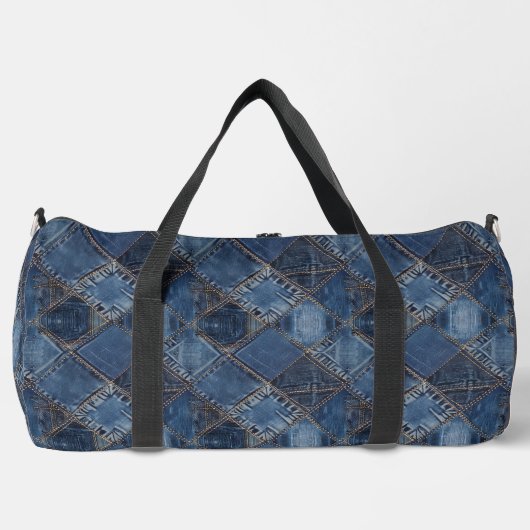 Denim Squares Old Jeans Duffle Bag (Vorderseite)