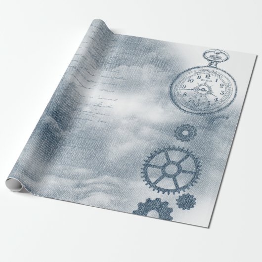Denim Steampunk Geschenkpapier (Ungerollt)