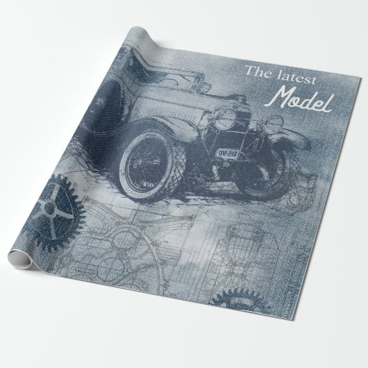 Denim Steampunk Geschenkpapier (Ungerollt)