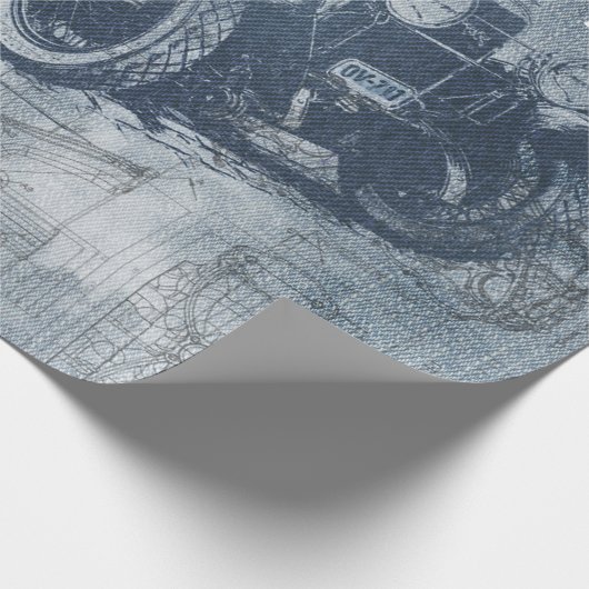 Denim Steampunk Geschenkpapier (Ecke)