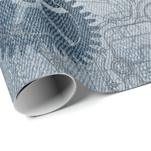 Denim Steampunk Geschenkpapier (Rolleneckpunkt)