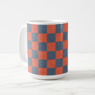 Denim Style Red and Blue Square Art Cup Tasse
