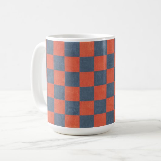 Denim Style Red and Blue Square Art Cup Tasse (Vorderseite Links)