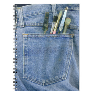 Denim-Tasche mit Bürsten Notizblock