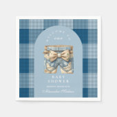 Denim Teddy Bear Baby Shower Serviette (Vorderseite)