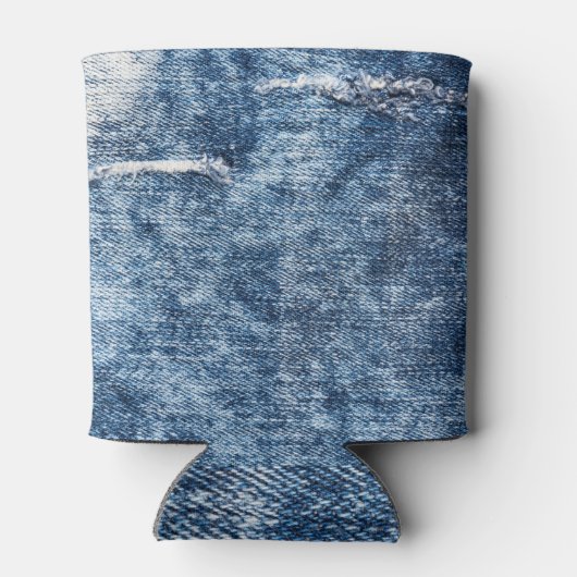 Denim Textur: blaue Jeans Hintergrund. Dosenkühler (Rückseite)