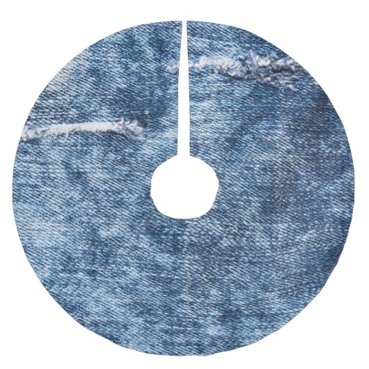 Denim Textur: blaue Jeans Hintergrund. Polyester Weihnachtsbaumdecke (Vorderseite)