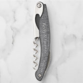 Denim-Textur Braut Bräutigam Schwarz und Weiß Kellnermesser (Vorderseite)