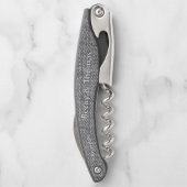 Denim-Textur Braut Bräutigam Schwarz und Weiß Kellnermesser (Rückseite)