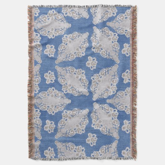 Denim Textur mit Lace Repeat Muster Decke (Vorderseite Vertikal)