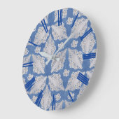 Denim Textur mit Lace Repeat Muster Große Wanduhr (Winkel)