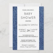 Denim Texture, Blue Denim, Baby Dusche Einladung (Vorderseite)