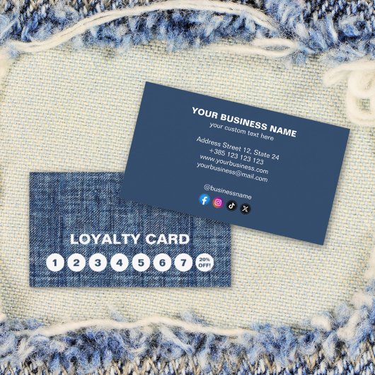 Denim Texture Modern Loyalty Card Treuekarte