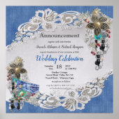 Denim Textured Lace und Costume Juwelen Poster (Vorne)