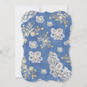 Denim Textured Lace und Pearls Einladung (Rückseite)