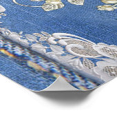Denim Textured Lace und Pearls Poster (Ecke)