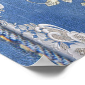 Denim Textured Lace und Pearls Poster (Ecke)