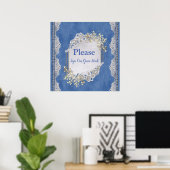 Denim Textured Lace und Pearls Poster (Heimbüro)