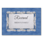 Denim Textured Lace und Pearls Tischnummer (Vorderseite)