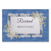 Denim Textured Lace und Pearls Tischnummer (Vorderseite)