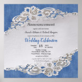 Denim Textured mit Lace Poster (Vorne)