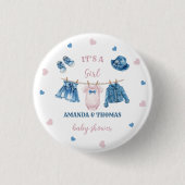 Denim Themed Girl Baby Dusche Button (Vorderseite)