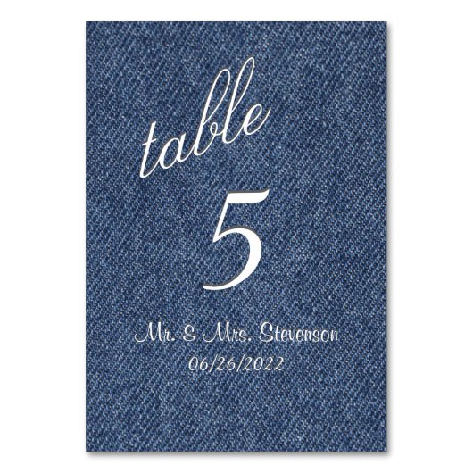 Denim Tischnummer (Vorderseite)