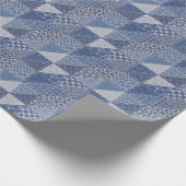 Denim Triangle Patchwork Vintage Textur. Geschenkpapier (Ecke)