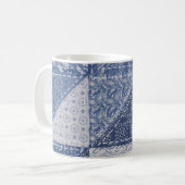 Denim Triangle Patchwork Vintage Textur. Kaffeetasse (Vorderseite Links)