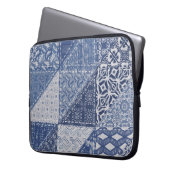 Denim Triangle Patchwork Vintage Textur. Laptopschutzhülle (Vorderseite Links)