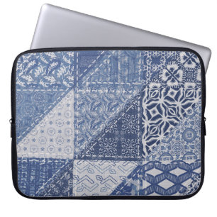 Denim Triangle Patchwork Vintage Textur. Laptopschutzhülle
