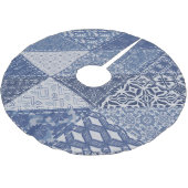 Denim Triangle Patchwork Vintage Textur. Polyester Weihnachtsbaumdecke (Schrägansicht)
