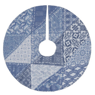 Denim Triangle Patchwork Vintage Textur. Polyester Weihnachtsbaumdecke