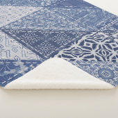 Denim Triangle Patchwork Vintage Textur. Sherpadecke (3/4)