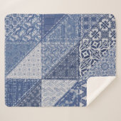 Denim Triangle Patchwork Vintage Textur. Sherpadecke (Vorderseite (Horizontal))