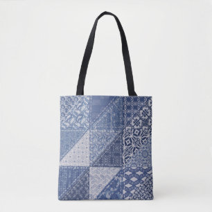 Denim Triangle Patchwork Vintage Textur. Tasche