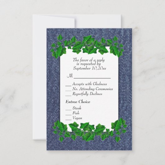 Denim UAWG w Menu RSVP Karte (Vorderseite)